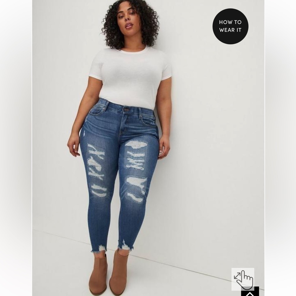 TORRID Bombshell Skinny Premium Stretch High-Rise Destructed Jean - Picture 4 of 11